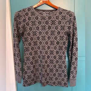 Columbia Black and Gray Patterned Long Sleeve Top Size Medium